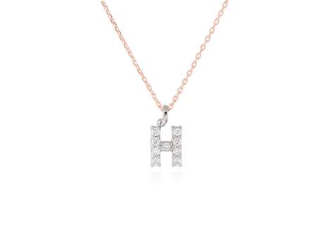 Colgante letra  H de diamantes en oro rosa y blanco 18kt