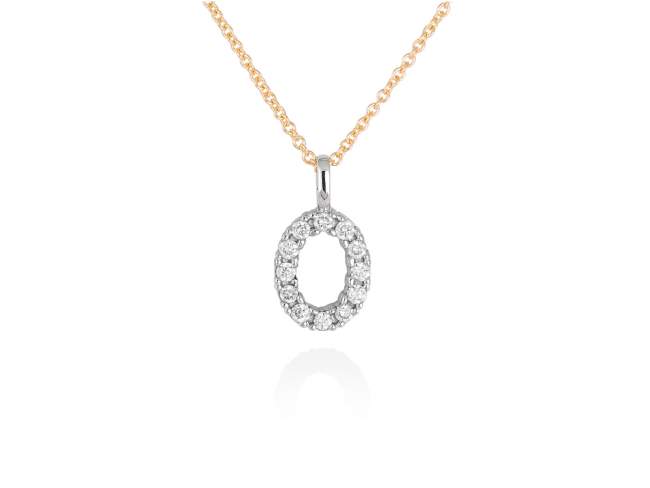 Necklace in 18kt. Gold and diamonds de Marina Garcia Joyas en plata Necklace in yellow and white 18kt gold with 12 diamonds carat total weight 0.12 (Color: Top Wesselton (G) Clarity: SI). (Length of necklace: 42+3 cm. Letter dimensions: 10 x 8 mm.)