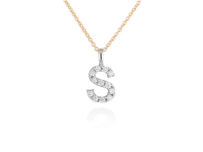 Necklace in 18kt. Gold and diamonds de Marina Garcia Joyas en plata Necklace in yellow and white 18kt gold with 12 diamonds carat total weight 0.12 (Color: Top Wesselton (G) Clarity: SI). (Length of necklace: 42+3 cm. Letter dimensions: 10 x 8 mm.)