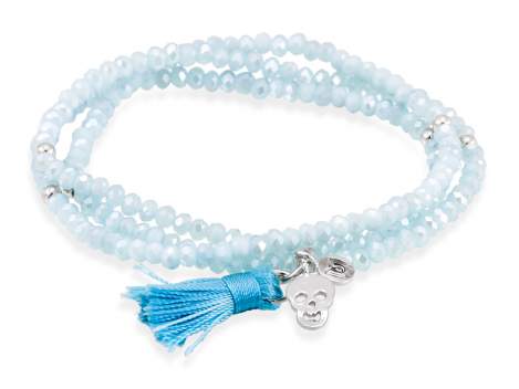 Bracelet ZEN AQUAMARIN mit Schädel charme