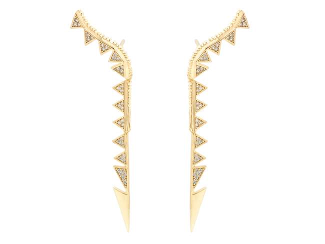 Earrings MORGANA  in golden silver de Marina Garcia Joyas en plata Earrings in 18kt yellow gold plated 925 sterling silver and white cubic zirconia. (size: 9 cm.)