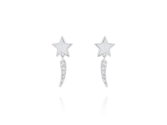 Earrings COMETTE  in silver de Marina Garcia Joyas en plata Earrings in rhodium plated 925 sterling silver and white cubic zirconia. (size: 2,7 cm.)