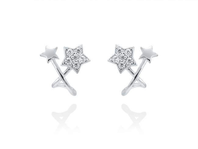 Earrings ARA  in silver de Marina Garcia Joyas en plata Earrings in rhodium plated 925 sterling silver with white cubic zirconia. (dimensions of the jewel: 15 x 14 mm.)