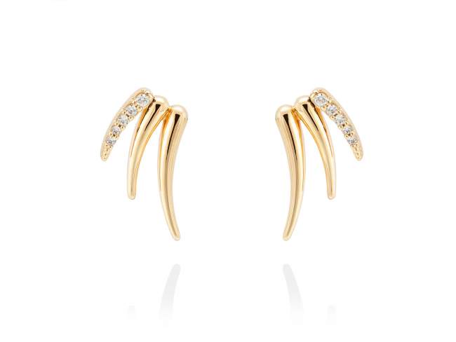 Earrings CATANIA  in golden silver de Marina Garcia Joyas en plata Earrings in 18kt yellow gold plated 925 sterling silver with white cubic zirconia. (dimensions of the jewel: 2,3 x 2 cm.)