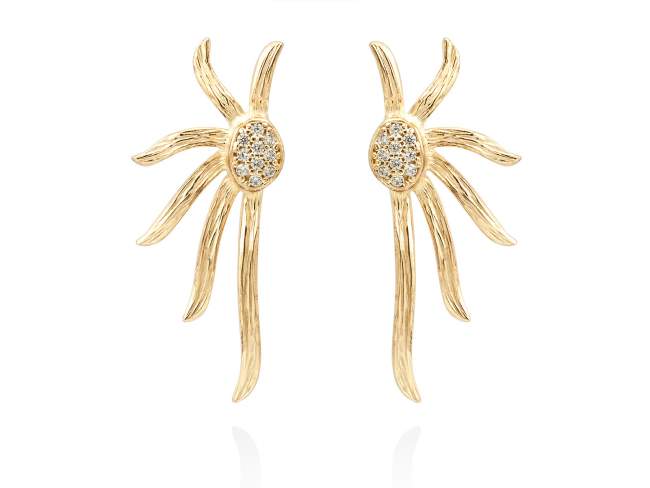 Earrings POMPEYA  in golden silver de Marina Garcia Joyas en plata Earrings in 18kt yellow gold plated 925 sterling silver and white cubic zirconia. (dimensions of the jewel: 2 x 4 cm.)