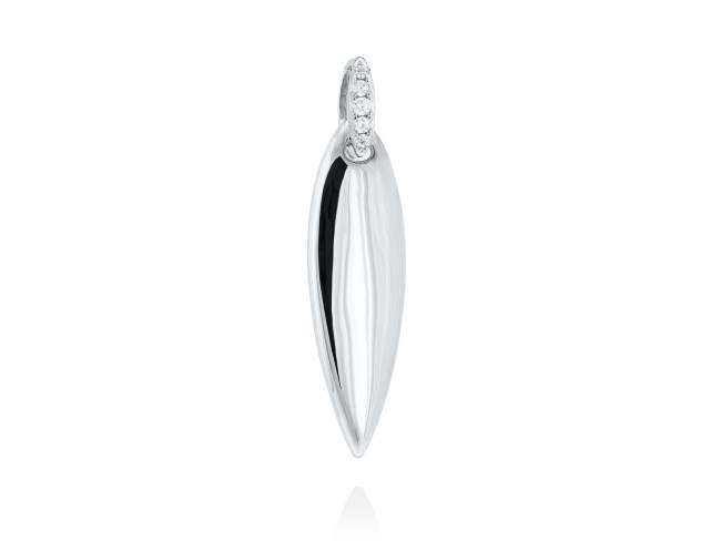 Pendant NAVETTE  in silver de Marina Garcia Joyas en plata Pendant in rhodium plated 925 sterling silver and white cubic zirconia.(size: 4,9 cm.)  (Chain is not included)