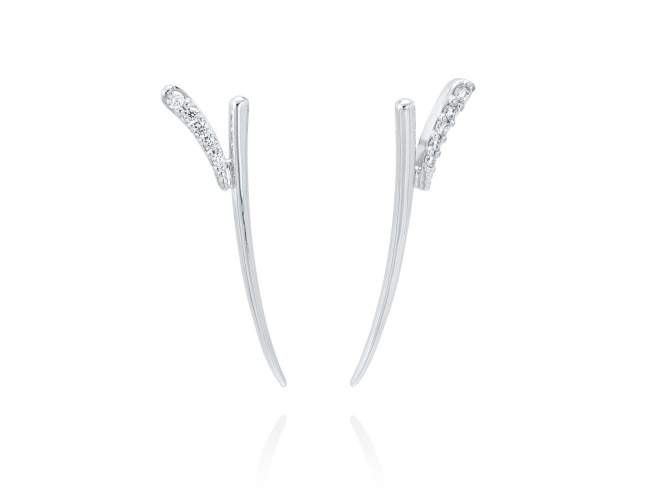 Pendientes SORRENTO  en plata de Marina Garcia Joyas en plata Pendientes de plata de primera ley (925) con baño de rodio con circonita blanca. (tamaño: 4,2 cm.)