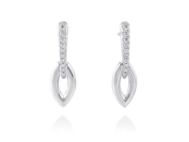 Pendientes ovales de plata  y circonitas de Marina Garcia Joyas en plata Pendientes de plata de primera ley (925) con baño de rodio y circonita blanca. (tamaño: 3 cm.)