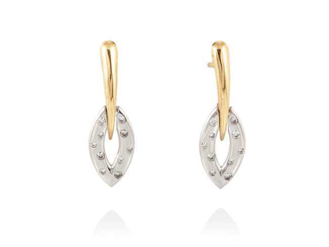 Pendientes ovales en plata y circonitas de Marina Garcia Joyas en plata Pendientes de plata de primera ley (925) con baño de rodio y chapado en oro amarillo de 18kt con circonita blanca. (tamaño: 2 cm.)