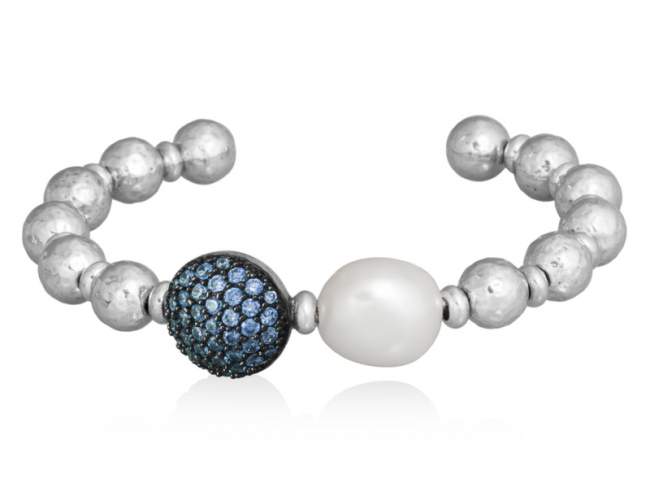 Armbänder LUX PEARL Blau in silber de Marina Garcia Joyas en plata Armbund in Silber (925) rhodiniert, Süßwasser-Zuchtperle und Zirkonia