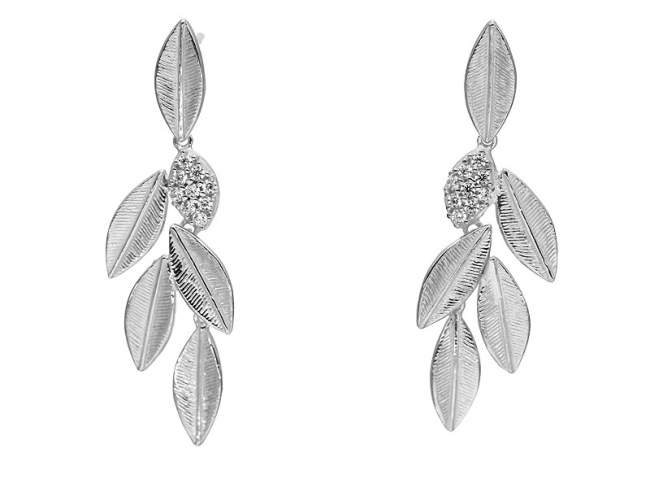 Earrings BOJ  in silver de Marina Garcia Joyas en plata Earrings in rhodium plated 925 sterling silver with white cubic zirconia. (size: 4,8 cm.)