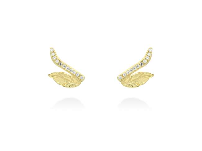 Earrings FIORELLA  in golden silver de Marina Garcia Joyas en plata Earrings in 18kt yellow gold plated 925 sterling silver and white cubic zirconia. (size: 20 x 9 mm.)