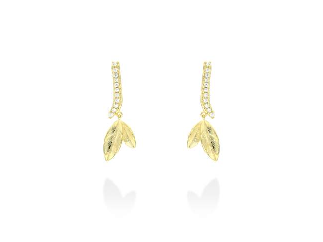 Earrings FIORELLA  in golden silver de Marina Garcia Joyas en plata Earrings in 18kt yellow gold plated 925 sterling silver with white cubic zirconia. (size: 3,5 cm.)