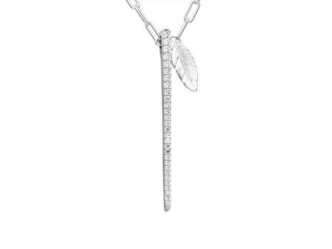 Necklace FIORELLA  in silver de Marina Garcia Joyas en plata Necklace in rhodium plated 925 sterling silver and white cubic zirconia. (Length of necklace: 6 cm. Size of pendant: 42+3 cm.)