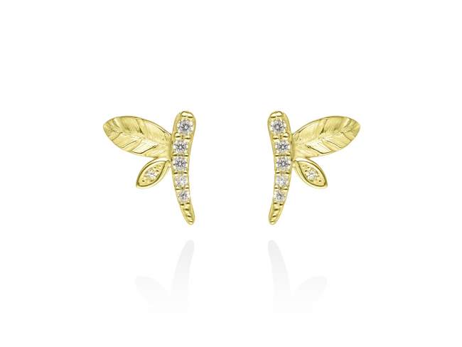 Earrings ALASIA  in golden silver de Marina Garcia Joyas en plata Earrings in 18kt yellow gold plated 925 sterling silver with white cubic zirconia. (size: 15 x 13 mm.)