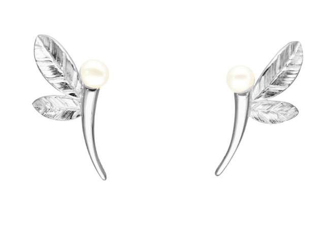 Earrings ALASIA  in silver de Marina Garcia Joyas en plata Earrings in rhodium plated 925 sterling silver and freshwater cultured pearls. (size: 3 x 1,5 cm.)