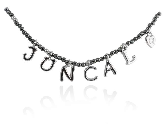 Necklace NAME Grey in silver de Marina Garcia Joyas en plata <p>Necklace in rhodium plated 925 sterling silver and hematite. (length: 40+3 cm.)</p>