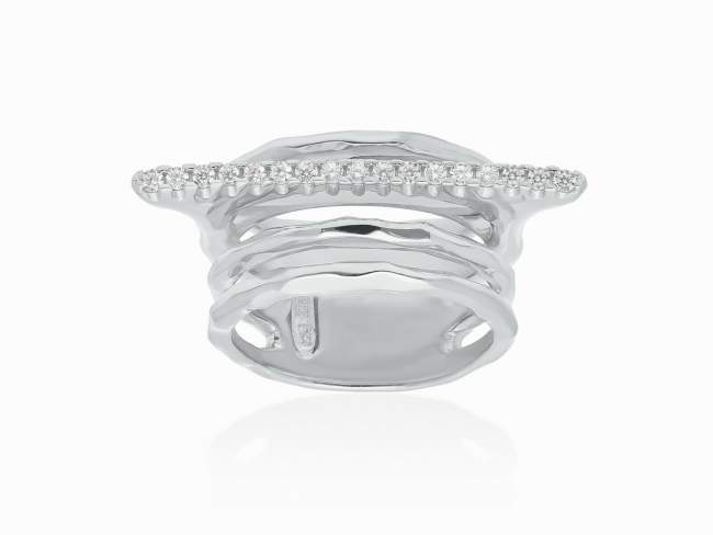 Ring Flow triple piedras  in silver de Marina Garcia Joyas en plata Ring in rhodium plated 925 sterling silver with white cubic zirconia.  