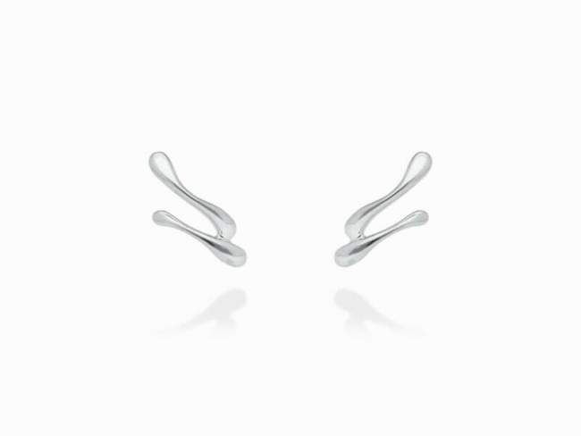 Climber Earring Flow doble  in silver de Marina Garcia Joyas en plata Climber Earrings in rhodium plated 925 sterling silver. (size: 28 x 14 mm.)