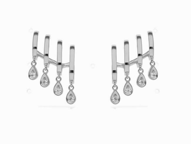 Earrings Link piedras  in silver de Marina Garcia Joyas en plata Earrings in rhodium plated 925 sterling silver and white cubic zirconia. (size: 28 x 15 mm.)