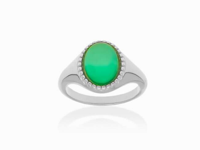 Ring Chiquito piedra  in silver de Marina Garcia Joyas en plata Ring in rhodium plated 925 sterling silver with green agate.  