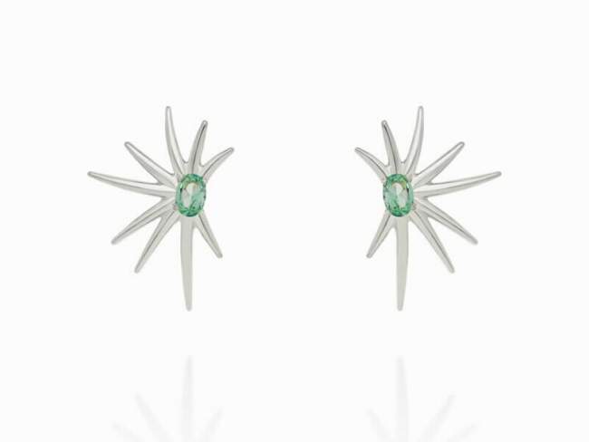 Earrings Galaxy green in silver de Marina Garcia Joyas en plata Earrings in rhodium plated 925 sterling silver with synthetic stone in 