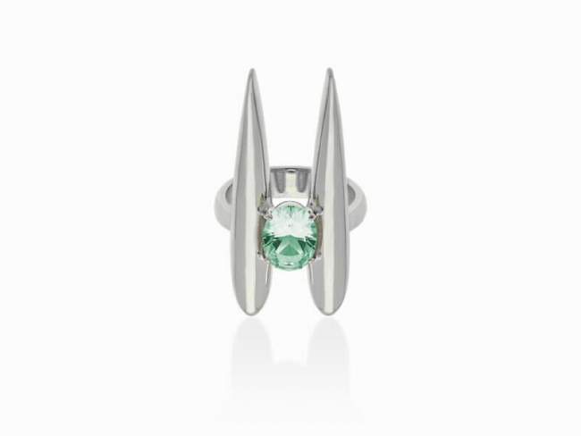 Ring Galaxy doble green in silver de Marina Garcia Joyas en plata Ring in rhodium plated 925 sterling silver with synthetic stone in 