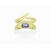 Anillo Galaxy curvo azul en plata dorada