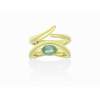 Anillo Galaxy curvo verde en plata dorada