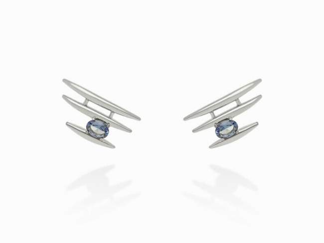 Climber Earring Galaxy triple blue in silver de Marina Garcia Joyas en plata Earrings in rhodium plated 925 sterling silver with synthetic stone in 