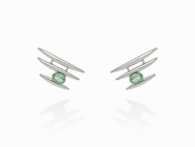 Climber Earring Galaxy triple green in silver de Marina Garcia Joyas en plata Earrings in rhodium plated 925 sterling silver with synthetic stone in 