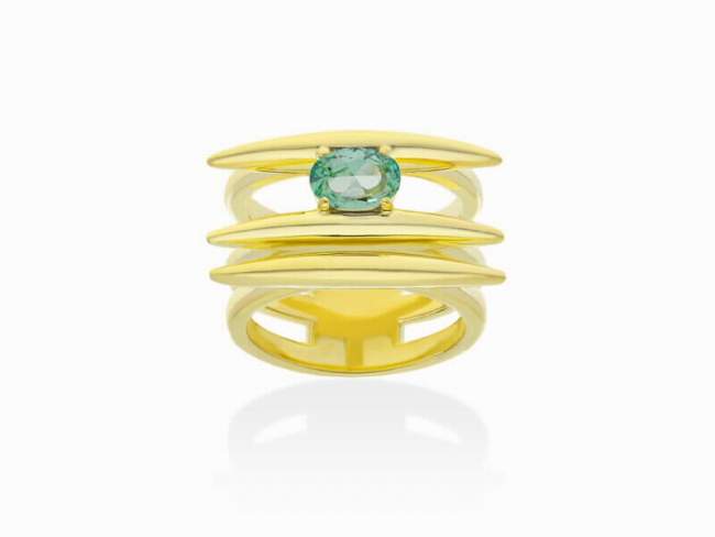 Ring Galaxy triple green in golden silver de Marina Garcia Joyas en plata Ring in 18kt yellow gold plated 925 sterling silver with synthetic stone in 