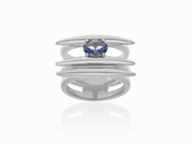 Ring Galaxy triple blue in silver de Marina Garcia Joyas en plata Ring in rhodium plated 925 sterling silver with synthetic stone in 