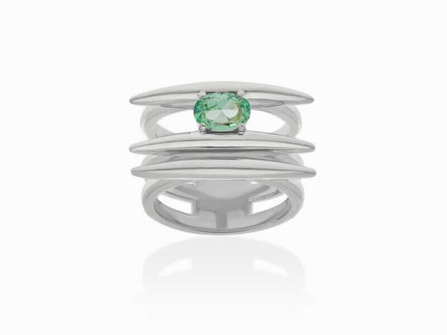 Anillo Galaxy triple verde en plata de Marina Garcia Joyas en plata Anillo de plata de primera ley (925) con baño de rodio con piedra sintetica color 