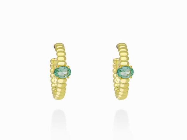 Hoop Earring Galaxy green in golden silver de Marina Garcia Joyas en plata Earrings in 18kt yellow gold plated 925 sterling silver with synthetic stone in 