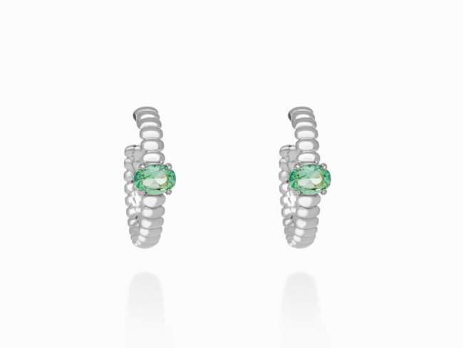 Hoop Earring Galaxy green in silver de Marina Garcia Joyas en plata Earrings in rhodium plated 925 sterling silver with synthetic stone in 