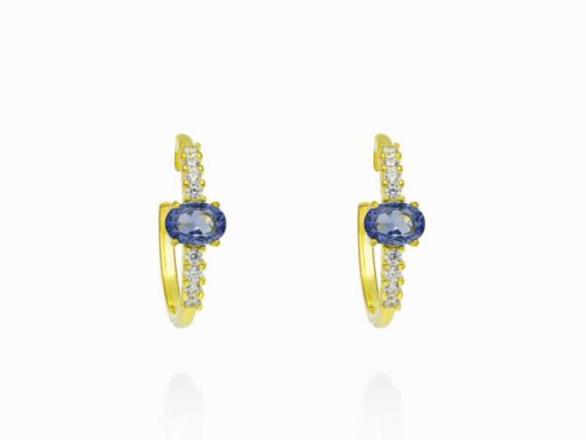 Hoop Earring Galaxy  in golden silver de Marina Garcia Joyas en plata Earrings in 18kt yellow gold plated 925 sterling silver with white cubic zirconia and synthetic stone in 