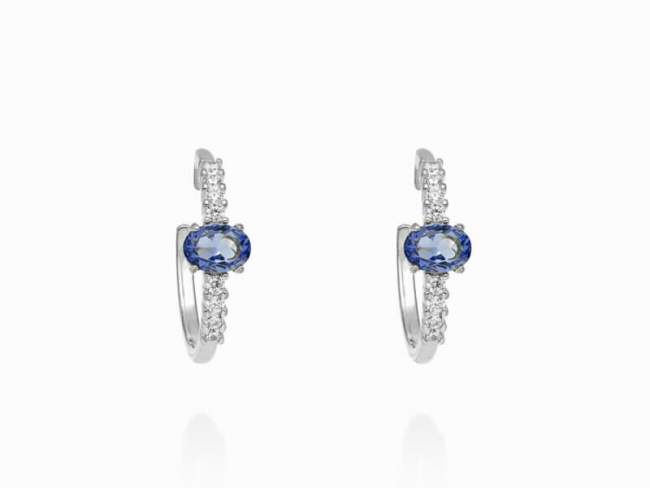 Hoop Earring Galaxy piedras blue in silver de Marina Garcia Joyas en plata Earrings in rhodium plated 925 sterling silver with synthetic stone in 