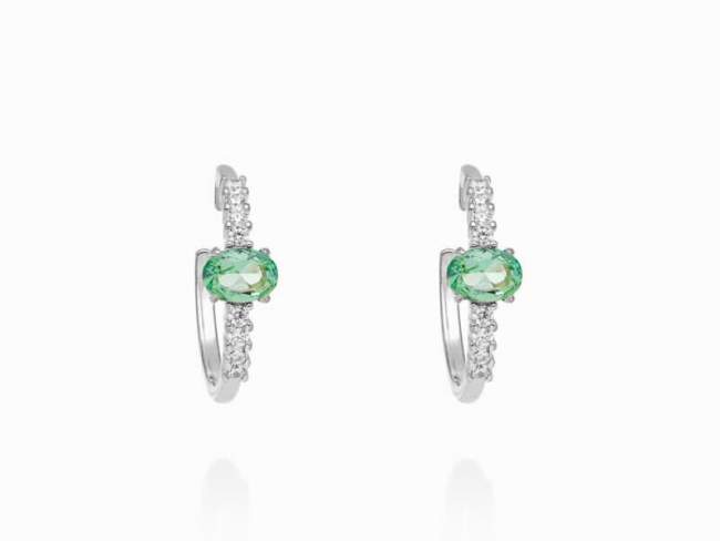 Hoop Earring Galaxy piedras green in silver de Marina Garcia Joyas en plata Earrings in rhodium plated 925 sterling silver with synthetic stone in 