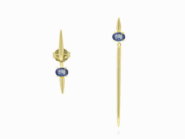 Earrings Galaxy pincho blue in golden silver de Marina Garcia Joyas en plata Earrings in 18kt yellow gold plated 925 sterling silver with synthetic stone in 