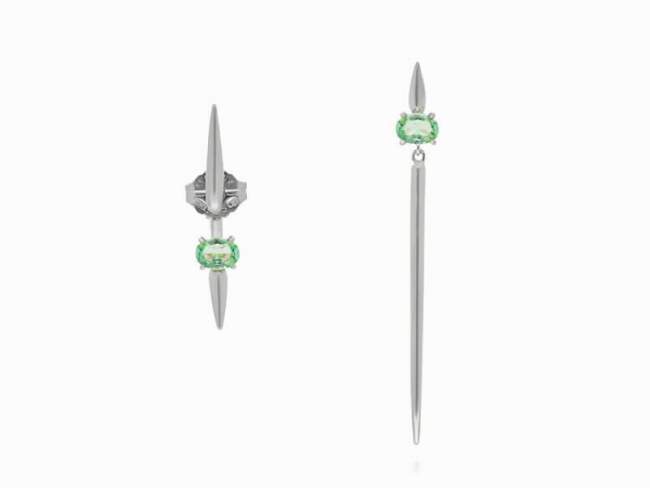 Earrings Galaxy pincho green in silver de Marina Garcia Joyas en plata Earrings in rhodium plated 925 sterling silver with synthetic stone in 