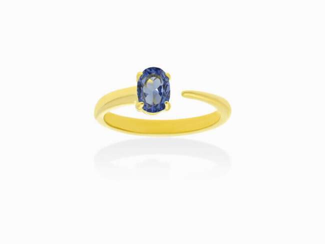 Anillo Galaxy pincho azul en plata dorada de Marina Garcia Joyas en plata Anillo de plata de primera ley (925) chapada en oro amarillo de 18kt con piedra sintetica color 