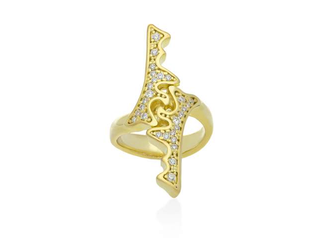 Ring Galaxy maxi  in golden silver de Marina Garcia Joyas en plata Ring in 18kt yellow gold plated 925 sterling silver and white cubic zirconia.  