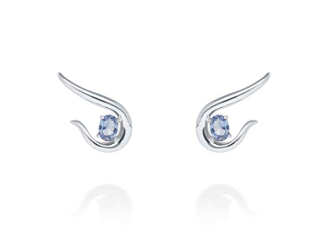 Climber Earring Galaxy curvo blue in silver de Marina Garcia Joyas en plata Earrings in rhodium plated 925 sterling silver with synthetic stone in 