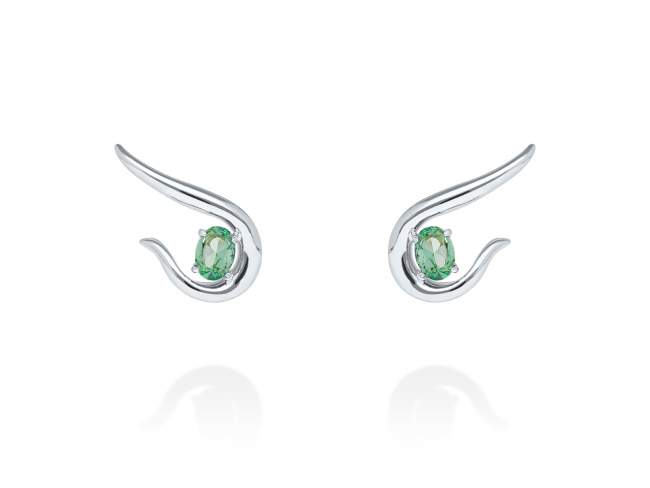 Climber Earring Galaxy curvo green in silver de Marina Garcia Joyas en plata Earrings in rhodium plated 925 sterling silver with synthetic stone in 