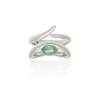 Anillo Galaxy curvo verde en plata