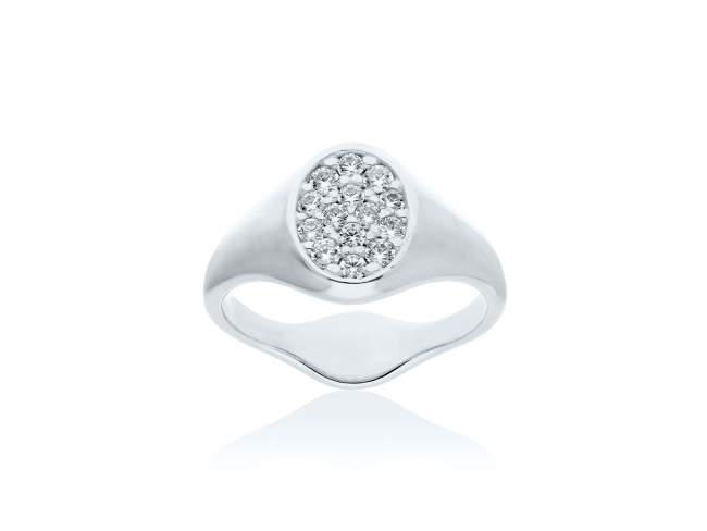 Ring Chiquito sello  in silver de Marina Garcia Joyas en plata Ring in rhodium plated 925 sterling silver with white cubic zirconia.  