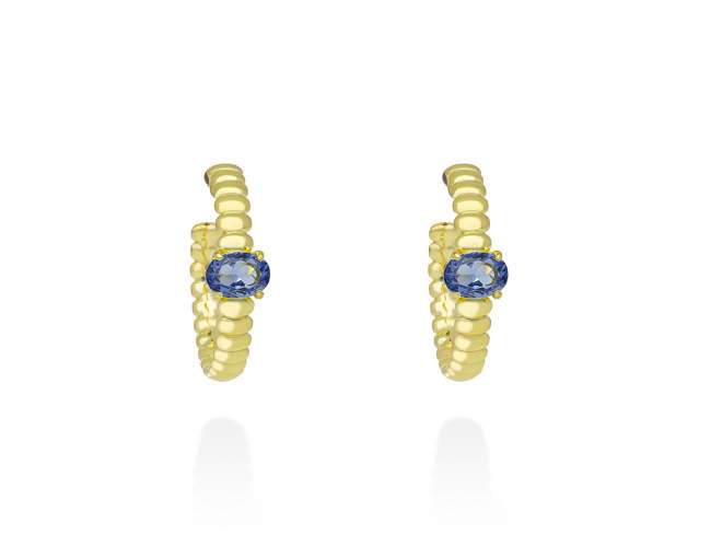 Hoop Earring Galaxy blue in golden silver de Marina Garcia Joyas en plata Earrings in 18kt yellow gold plated 925 sterling silver with synthetic stone in 