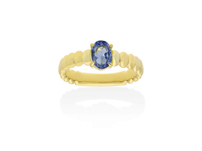 Ring Galaxy blue in golden silver de Marina Garcia Joyas en plata Ring in 18kt yellow gold plated 925 sterling silver with synthetic stone in 