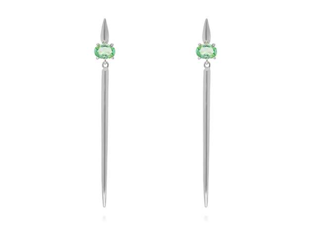 Pendientes Galaxy pincho verde en plata de Marina Garcia Joyas en plata Pendientes de plata de primera ley (925) con baño de rodio con piedra sintetica color 